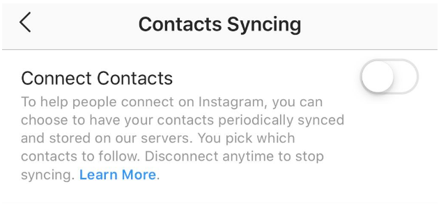 كيفية تعطيل اقتراح الأشخاص المسجلين في contacts الخاص بك في Instagram